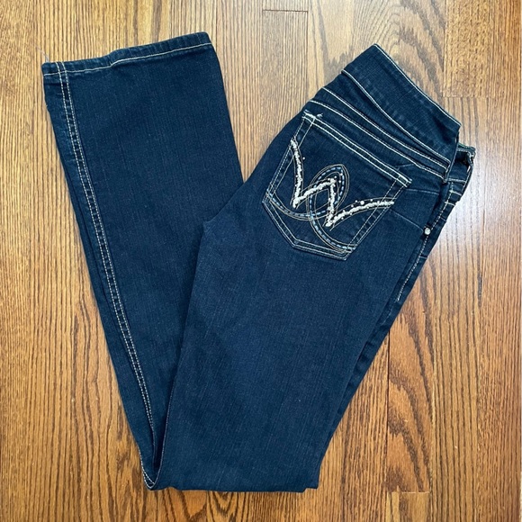 Wrangler Ladies Dark Denim Jeans Size 5/6 34L - Picture 1 of 11